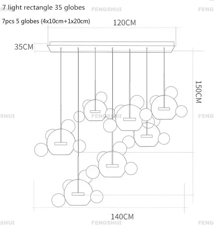 Modern led bubble ball chandelier living room pendant light