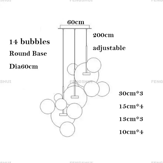 Modern led bubble 15 globe chandelier dining room glass pendant light