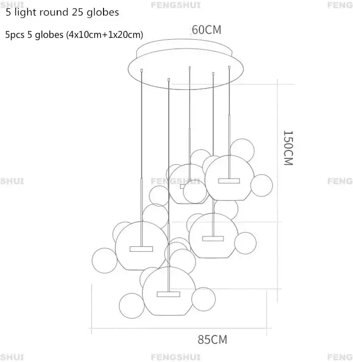 Modern minimalist led bubble chandelier dining room pendant light