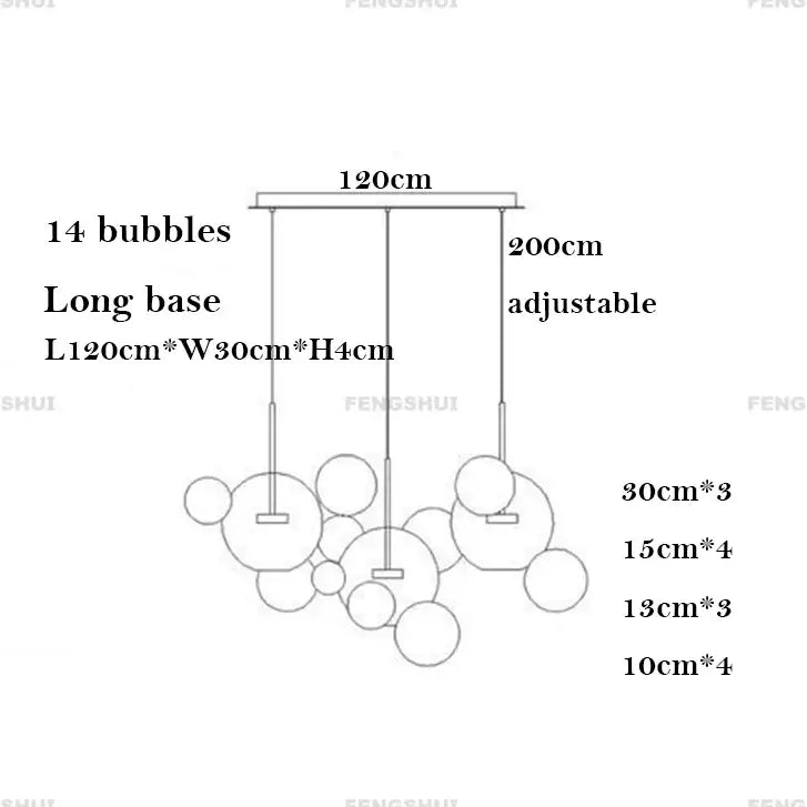 Modern geometric 25 globe led bubble chandelier living room light