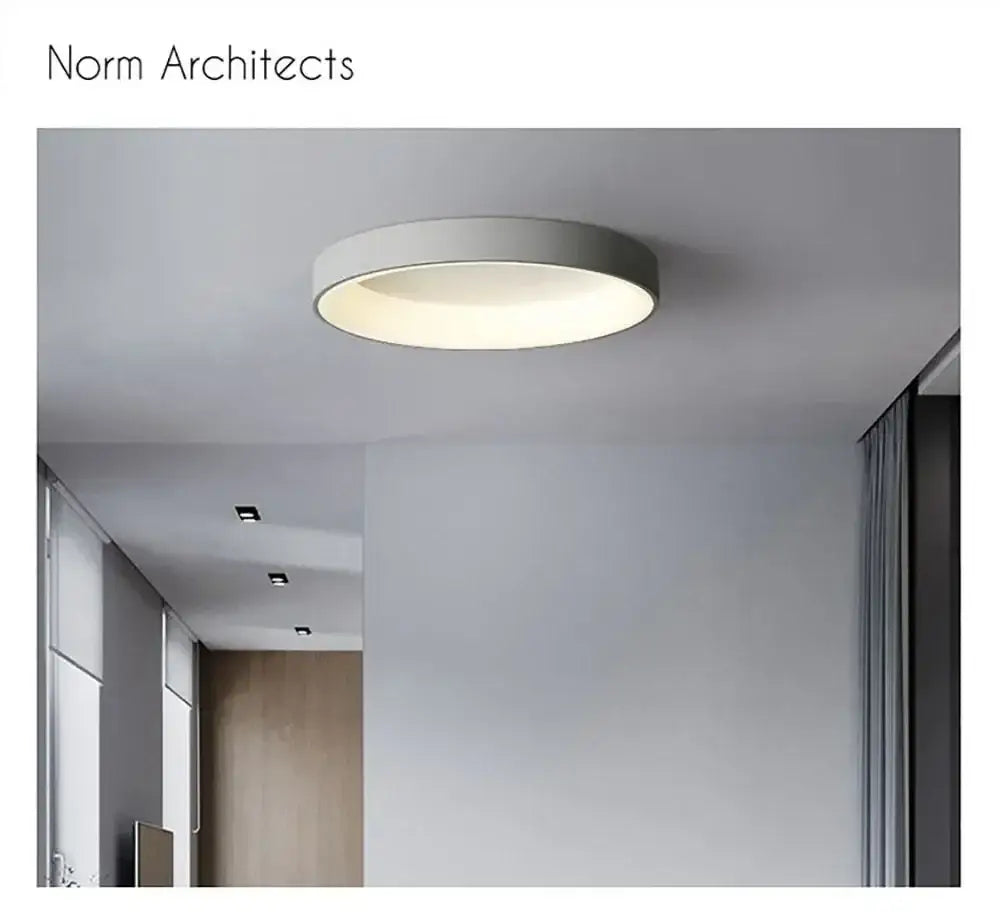 Modern white circular led ceiling light – living room warm glow
