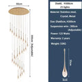Modern gold led crystal chandelier dining room cascading pendant