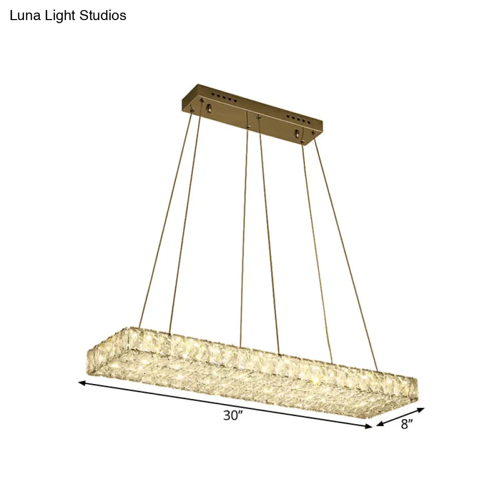 DecorBites™ Modern LED Crystal Island Chandelier - Rectangular Pendant for Dining Room Décor