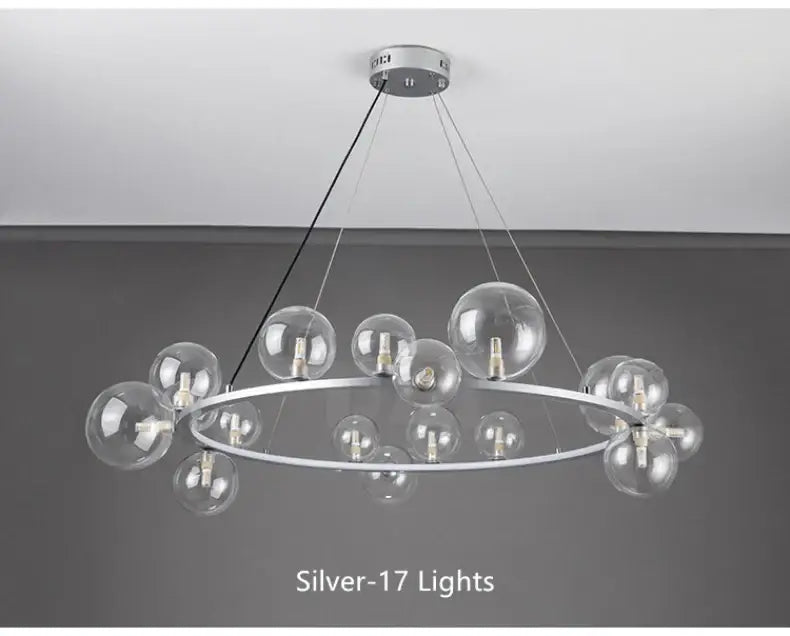 Modern black clear glass bubble led chandelier dining room light