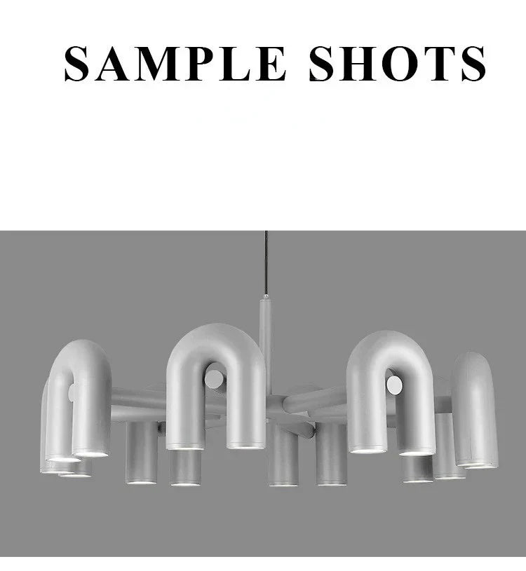 Modern black six arm led ceiling chandelier living room light