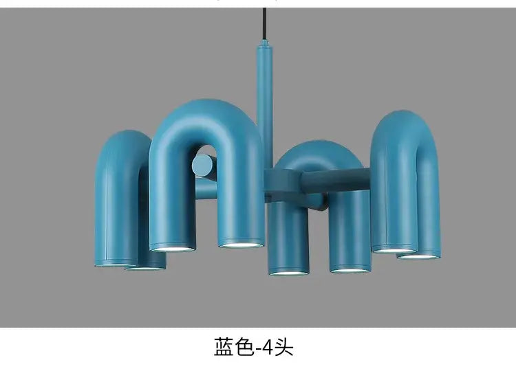 Modern black six arm led ceiling chandelier living room light