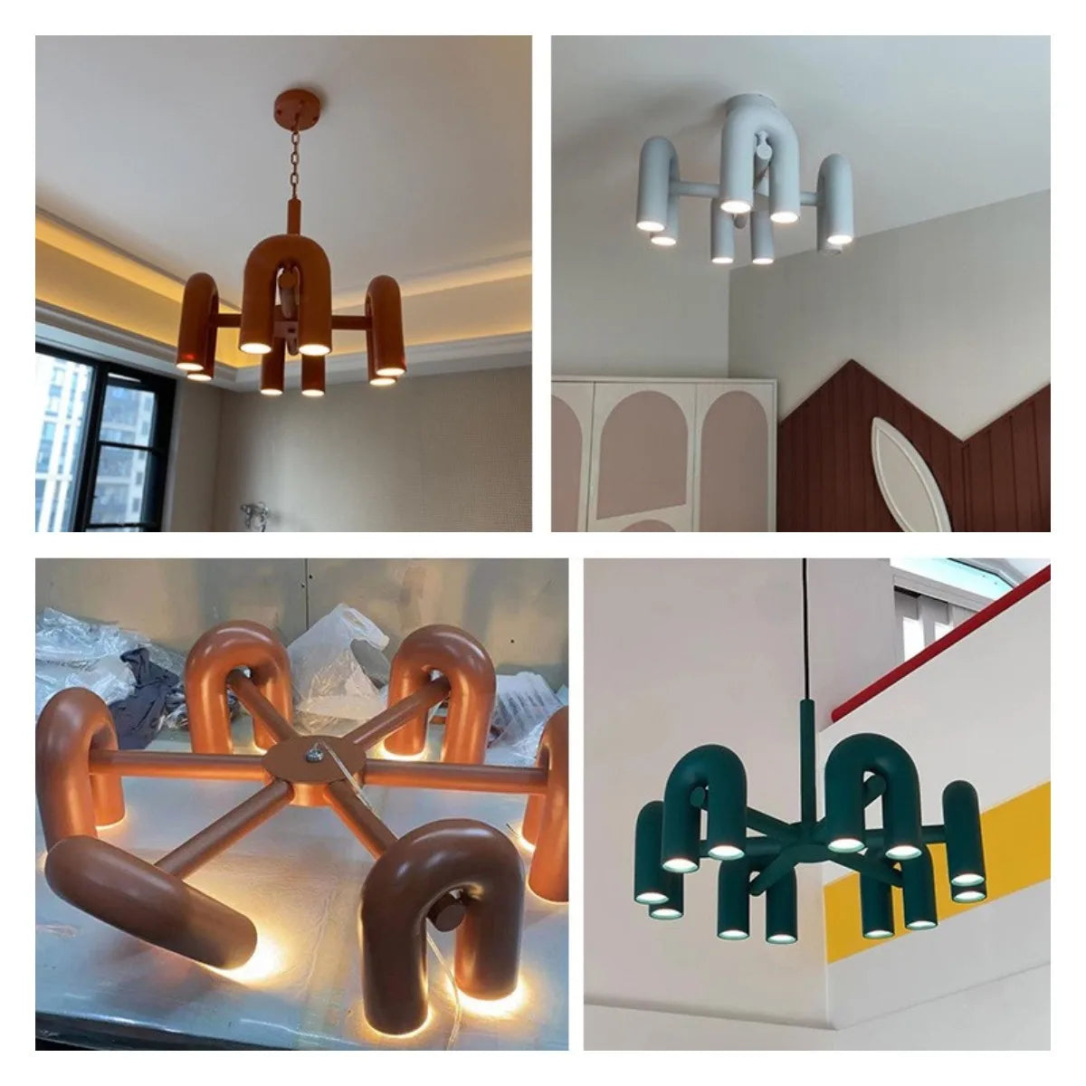 Modern pink neon inquiry led ceiling chandelier bedroom light