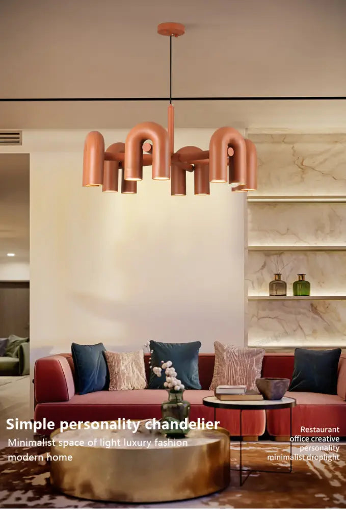 Modern pink neon inquiry led ceiling chandelier bedroom light