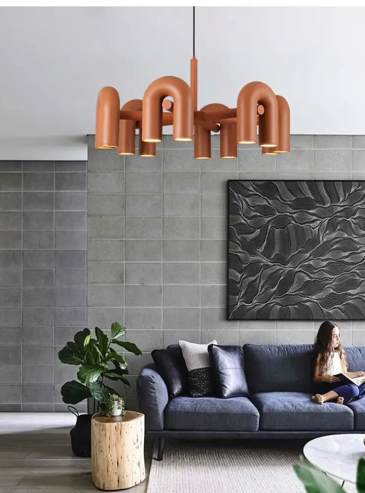 Modern pink neon inquiry led ceiling chandelier bedroom light