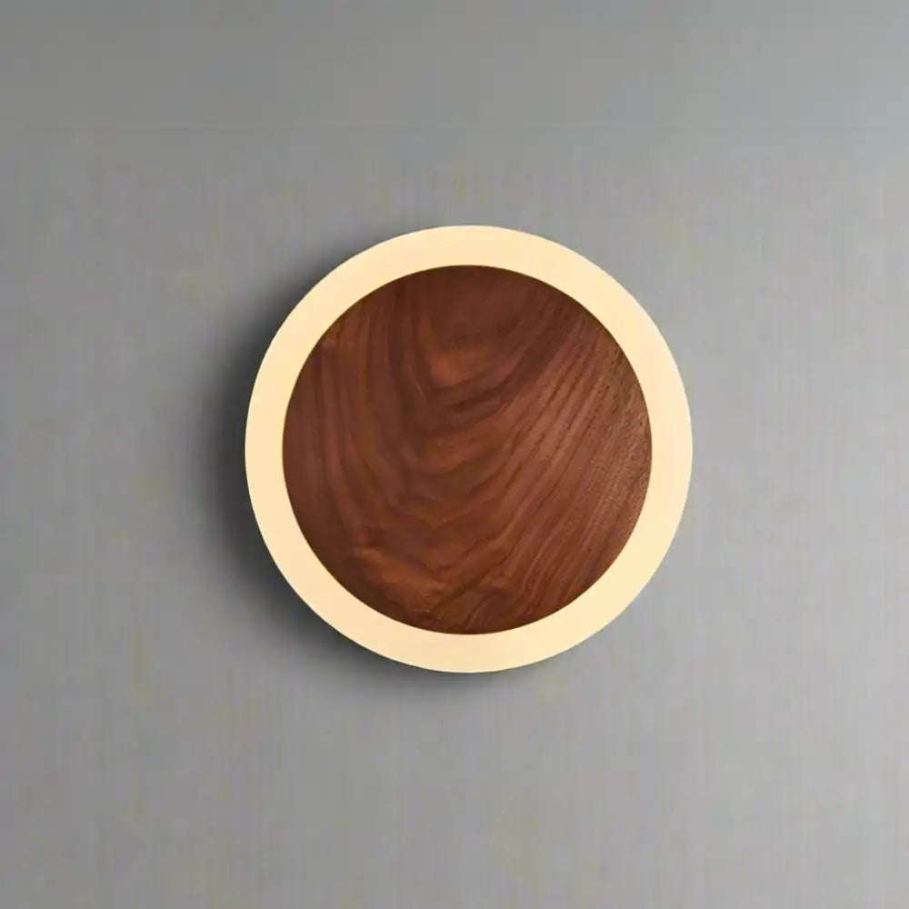 Modern walnut led wall light walnut & beige bedroom sconce
