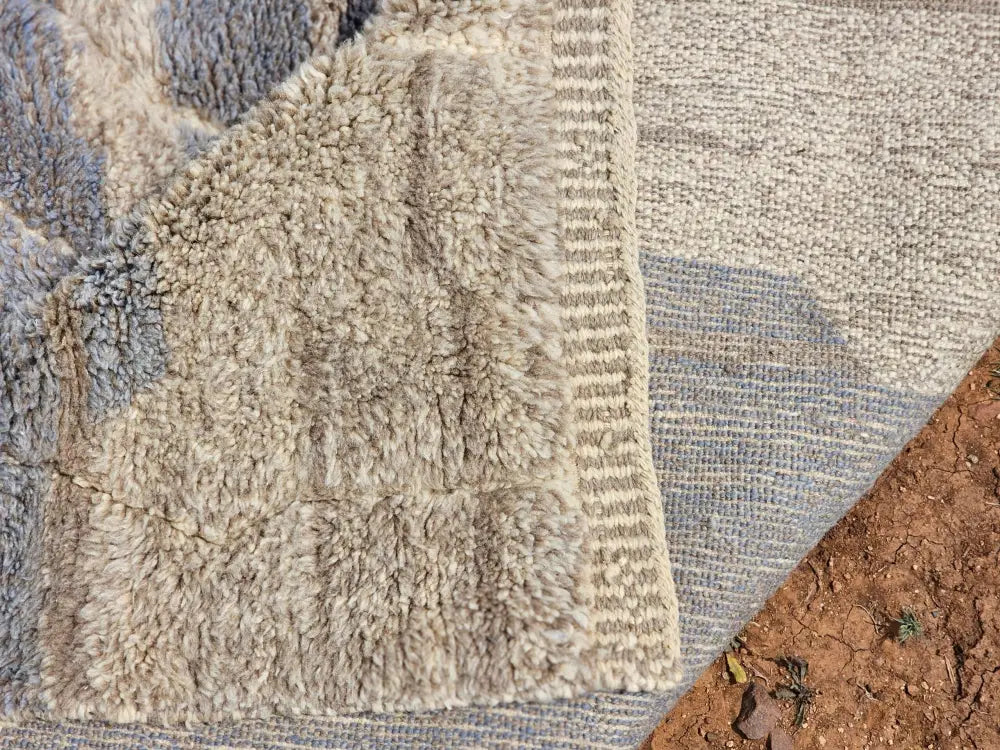 Handmade beige & gray beni mrirt rug living room textured decor