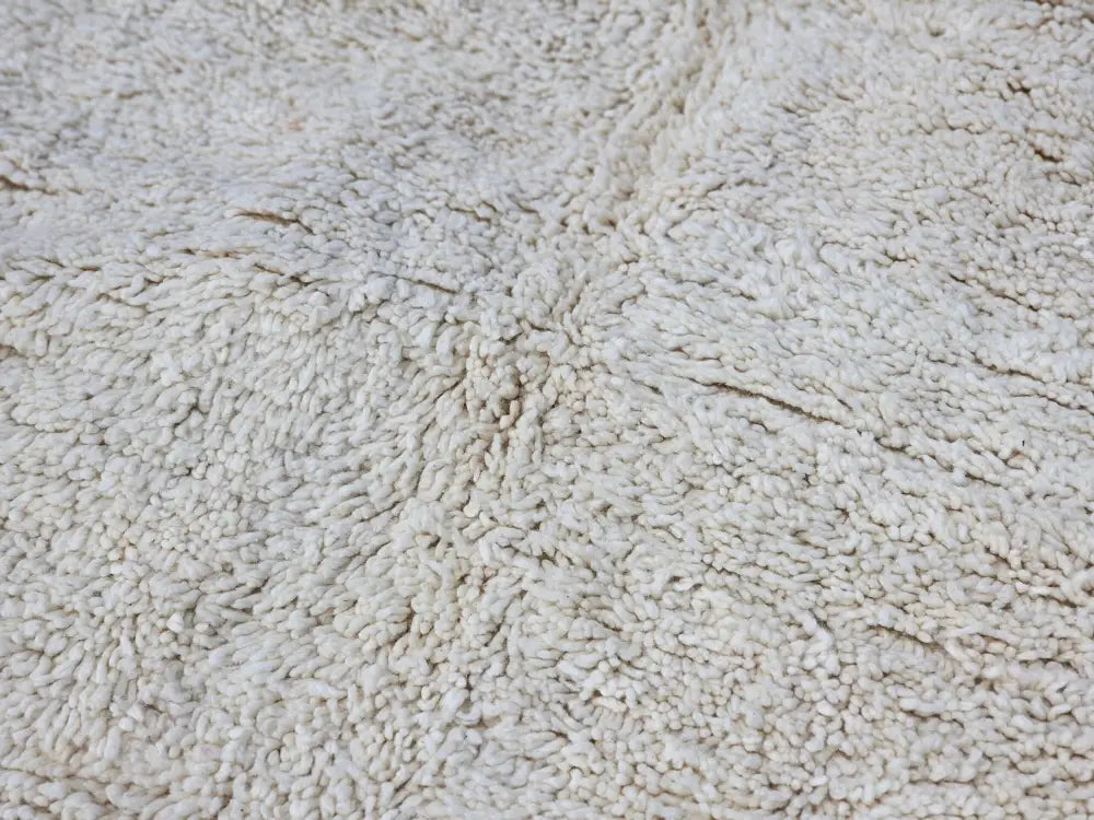 Handmade off white beni ouarain rug bedroom plush wool decor