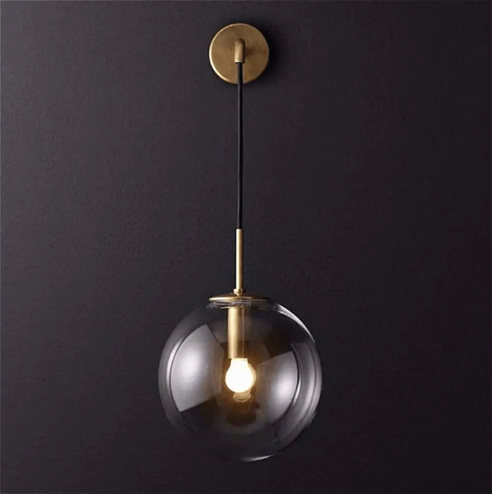 Modern brass glass globe modern wall sconce – living room light