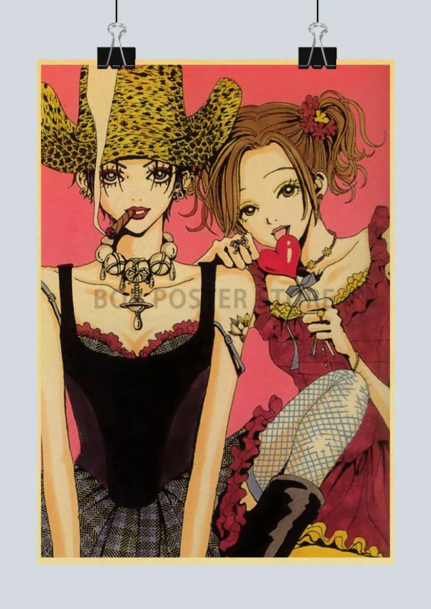 Nana anime retro poster yellow & blue bedroom nostalgic wall decor