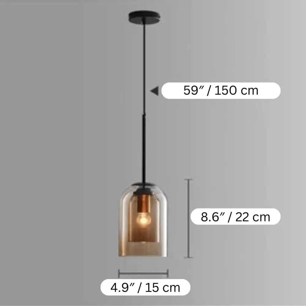 Modern black glass pendant light – kitchen clear dome set