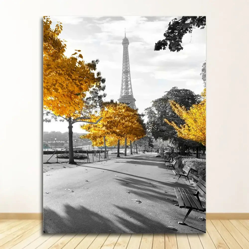 Vintage black wrought iron street lamp nordic landscape canvas living room