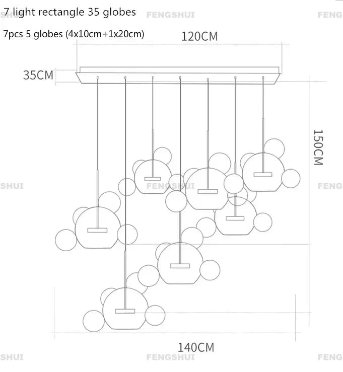 Modern minimalist nordic led bubble chandelier living room pendant light