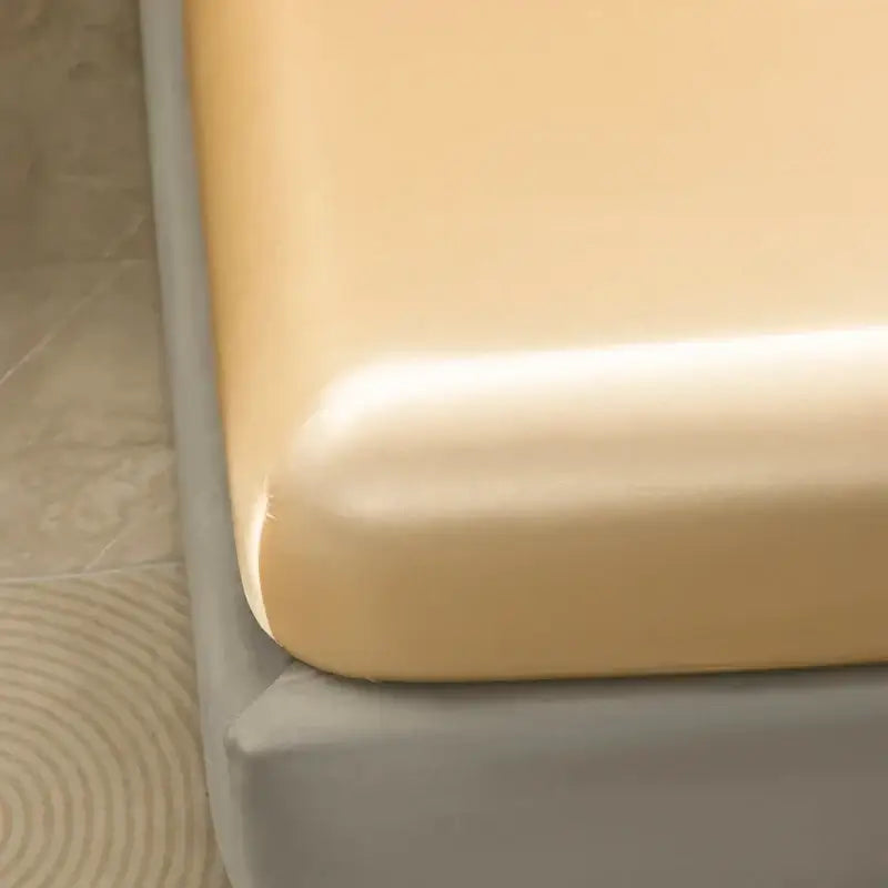 Opulent cream satin bedding set with fitted sheet for bedroom