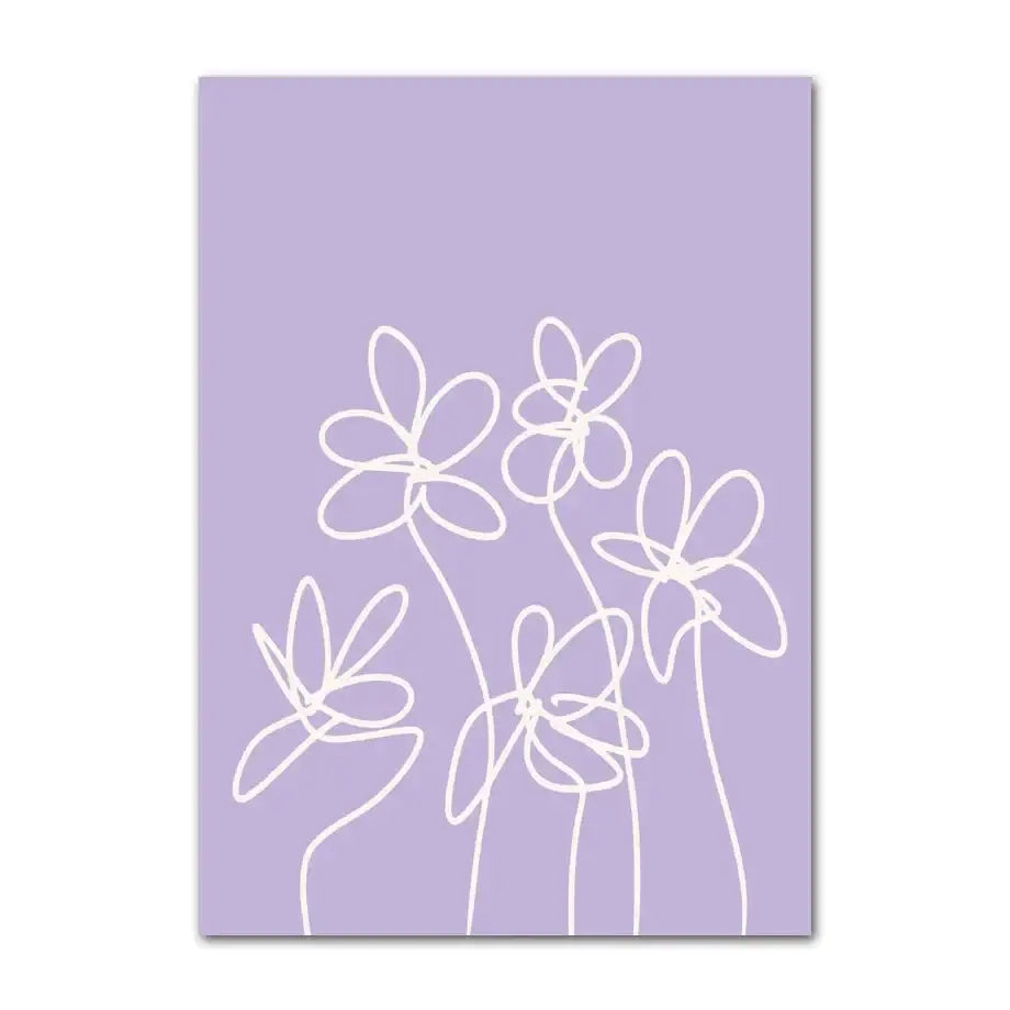 Pastel flower power purple checkered wall art bedroom poster