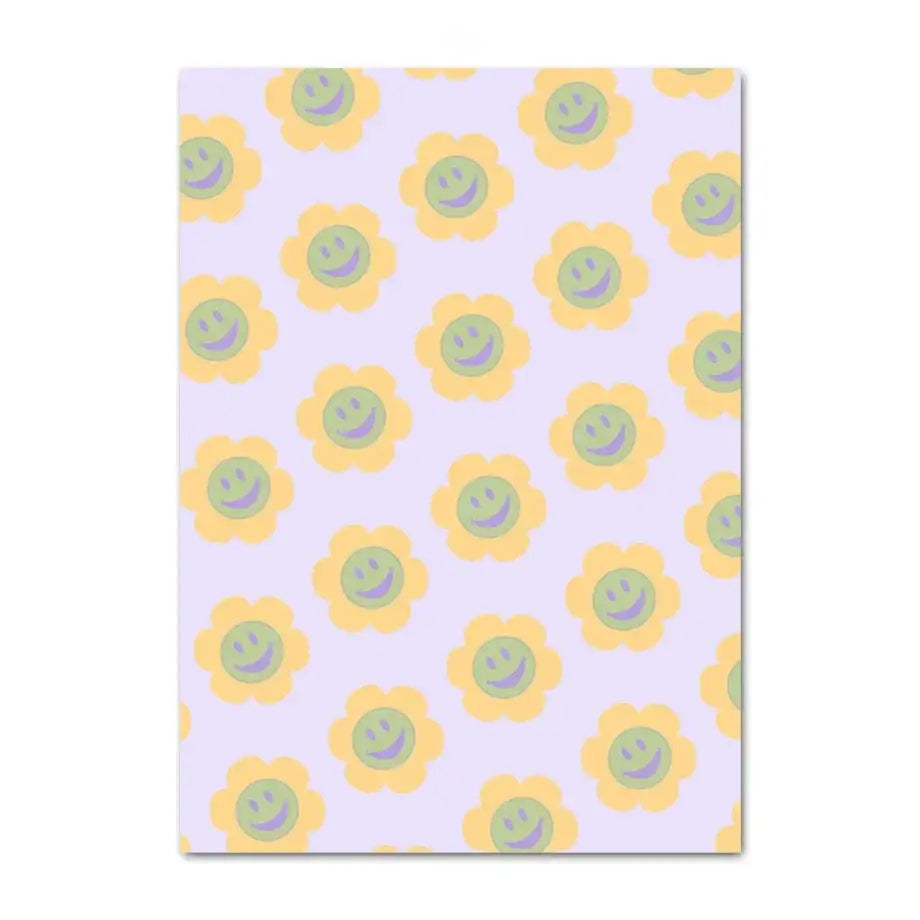 Pastel smiley flower canvas wall art bedroom floral decor