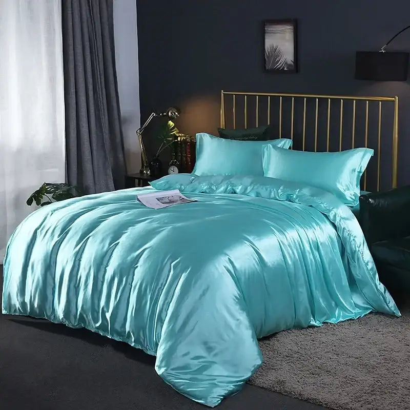 Luxury red satin bedding set – bedroom glossy duvet cover