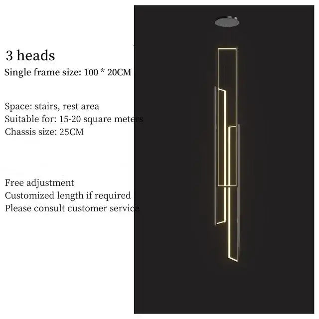 Modern black & gold luster rectangle led chandelier living room