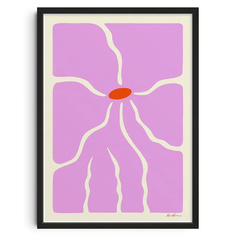 Retro blue and cream abstract canvas print living room wall art