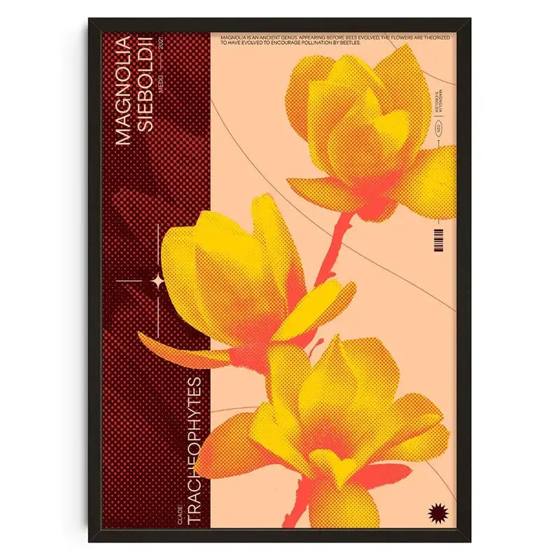 Retro floral & animal abstract canvas print living room wall art