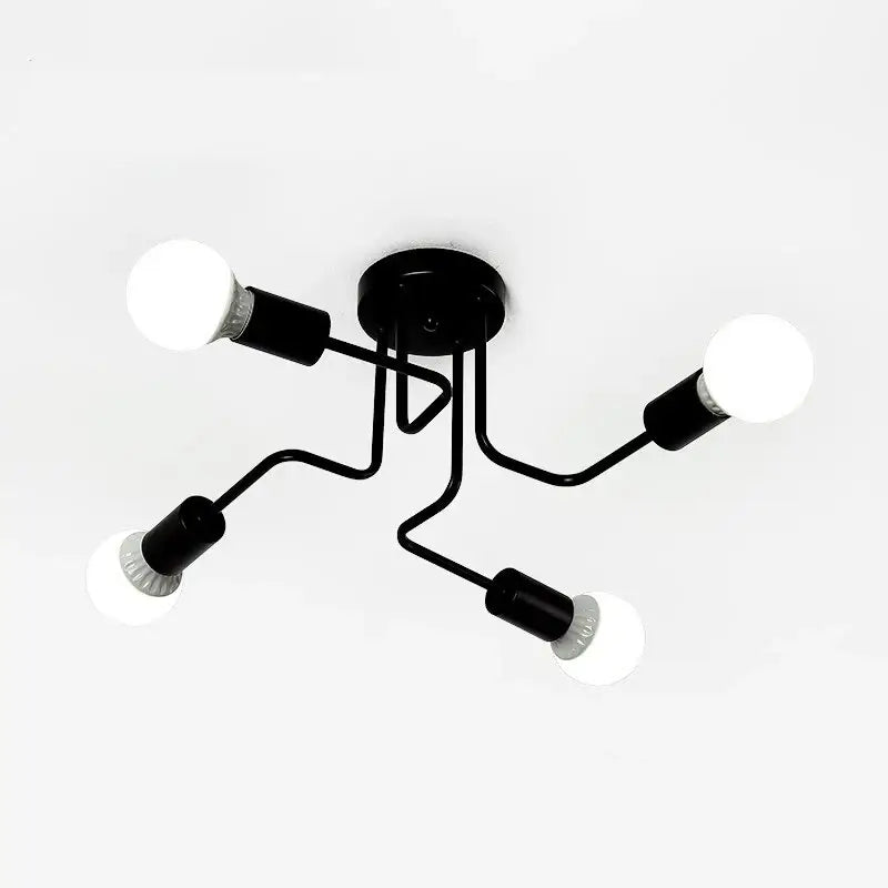 Retro industrial wrought iron 8 light ceiling fixture living room