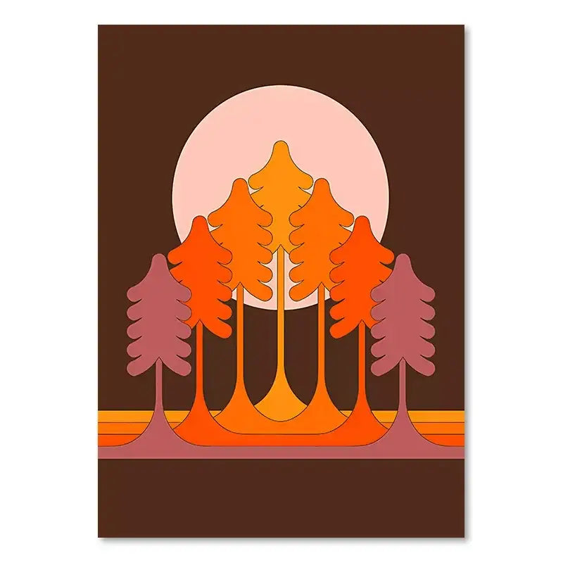 Retro rainbow abstract sunset art prints – living room wall decor
