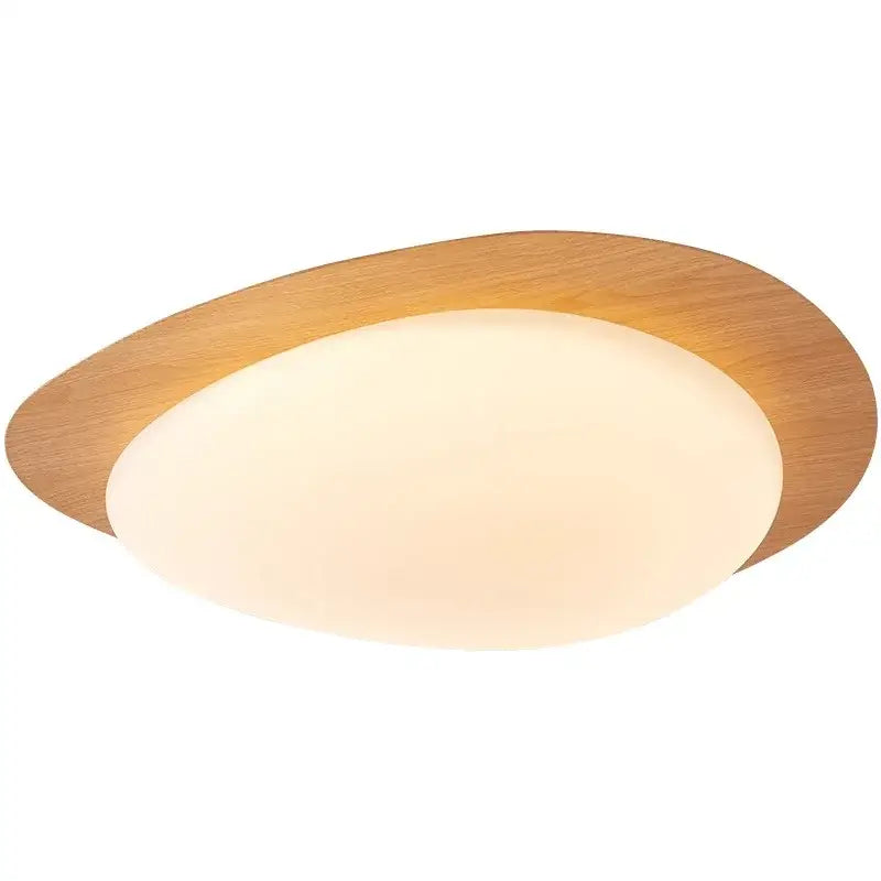 Retro walnut oval acrylic ceiling light for living room