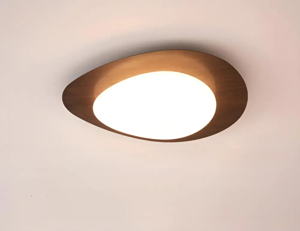 Retro walnut oval acrylic ceiling light for living room