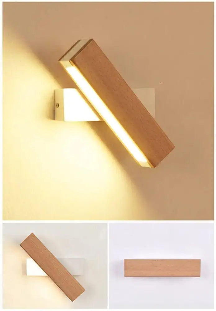 Modern rotated led wooden wall sconces bedroom light