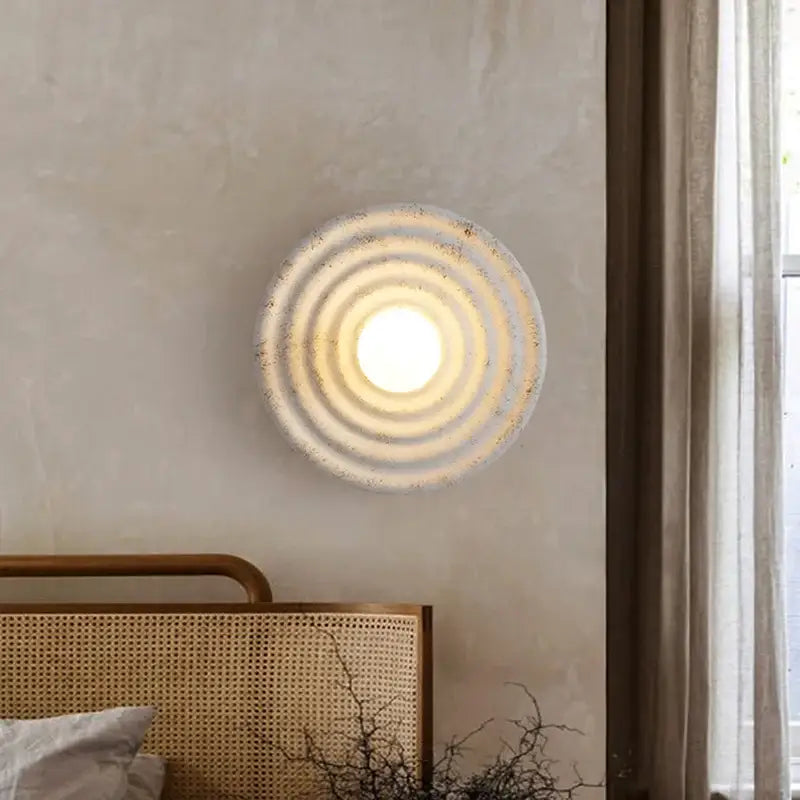 Decorbites round concrete ridged wall sconce bedroom light