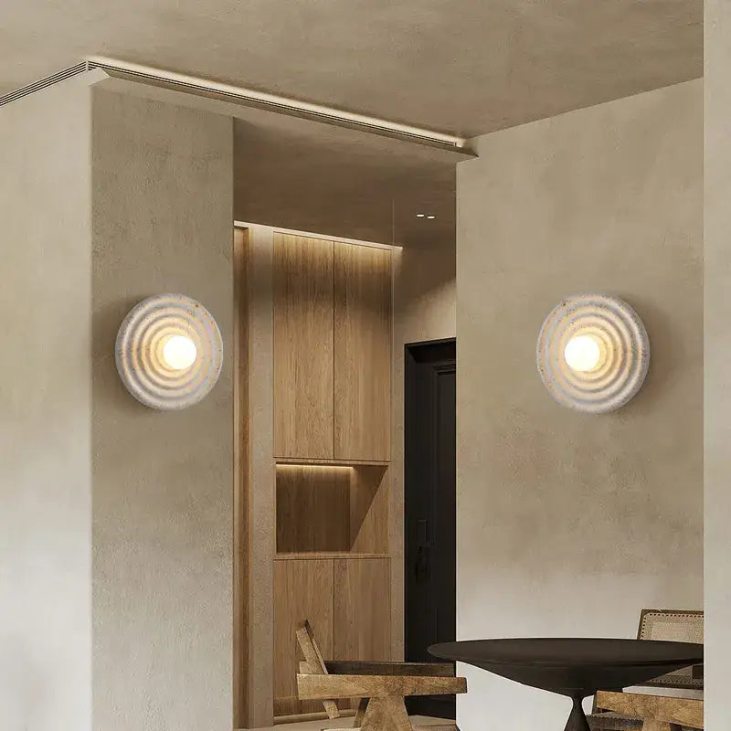 Decorbites round concrete ridged wall sconce bedroom light