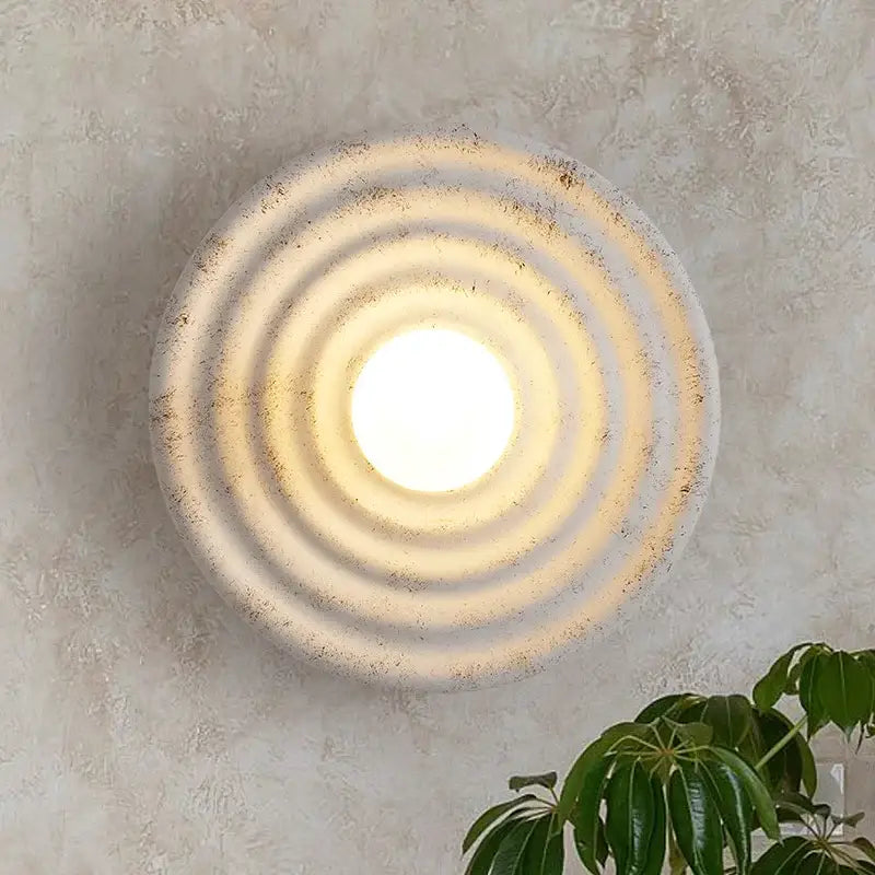 Decorbites round concrete ridged wall sconce bedroom light