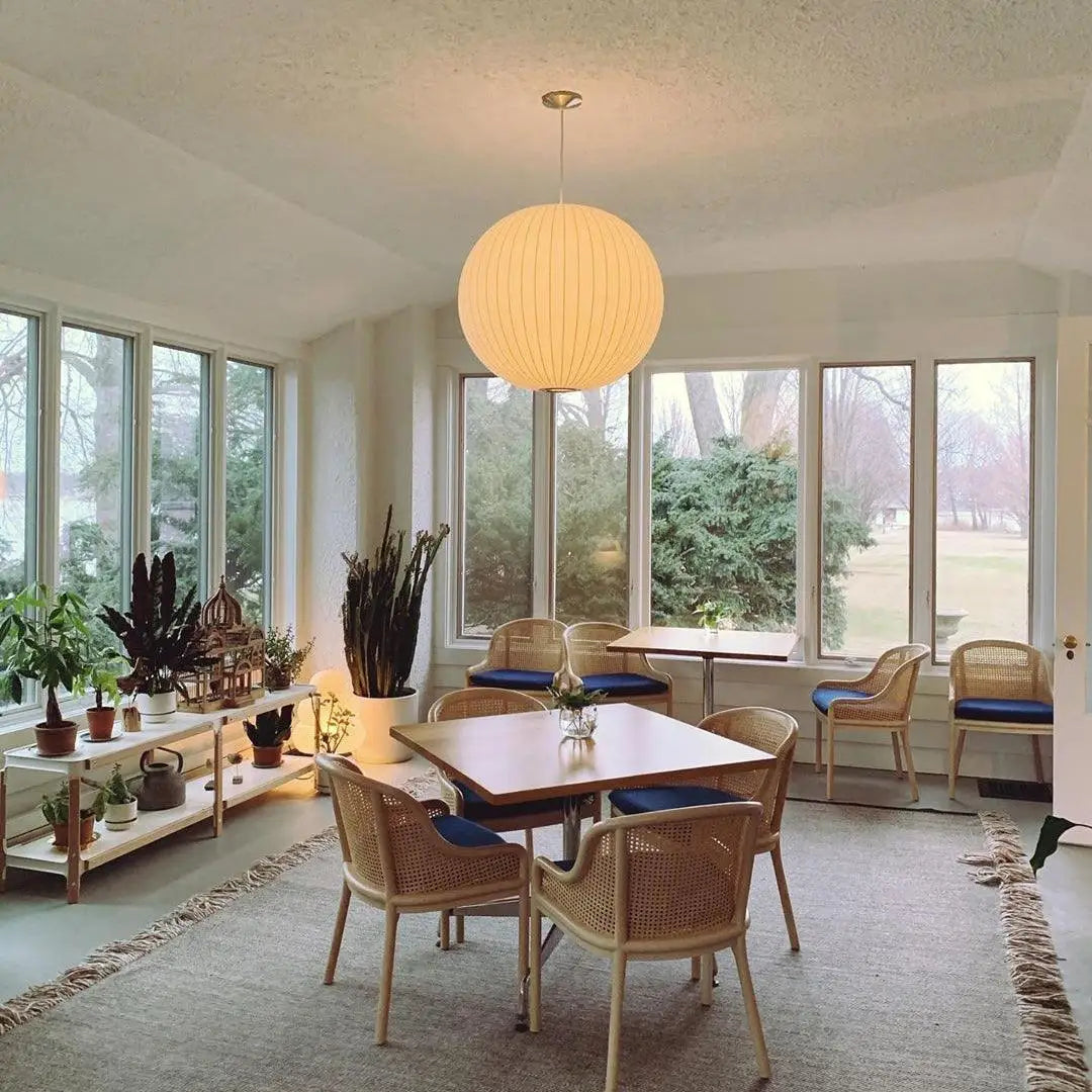 Modern ribbed white led pendant lamp – dining room geometric light
