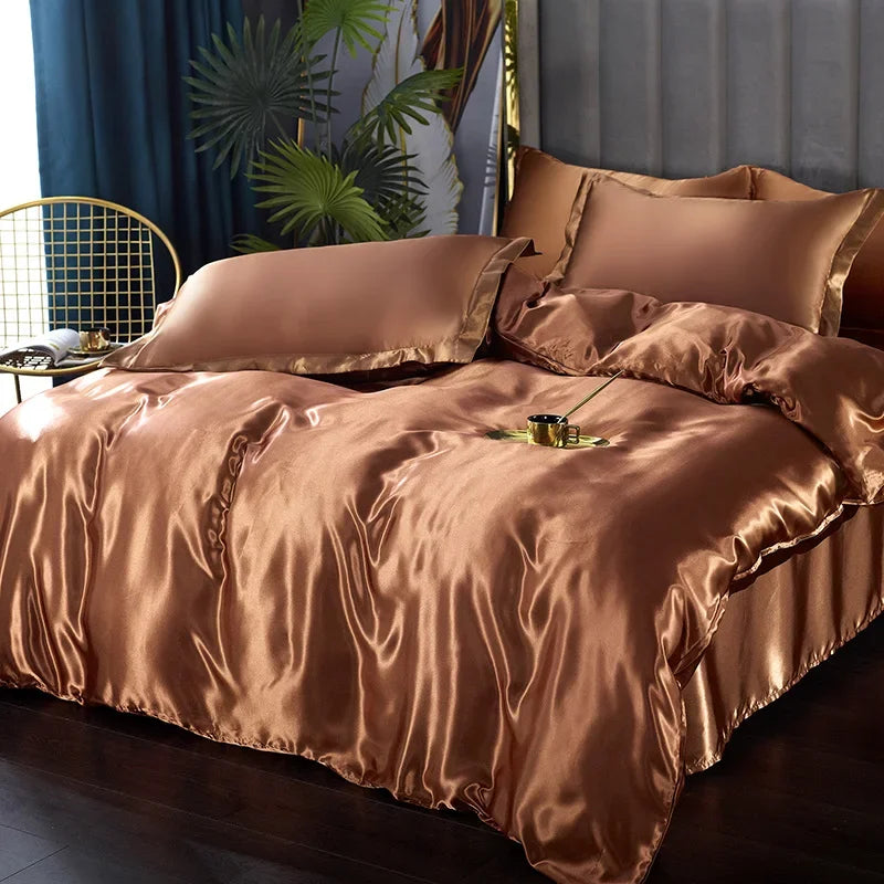 Royal blue silk satin bedding set – luxury bedroom duvet cover