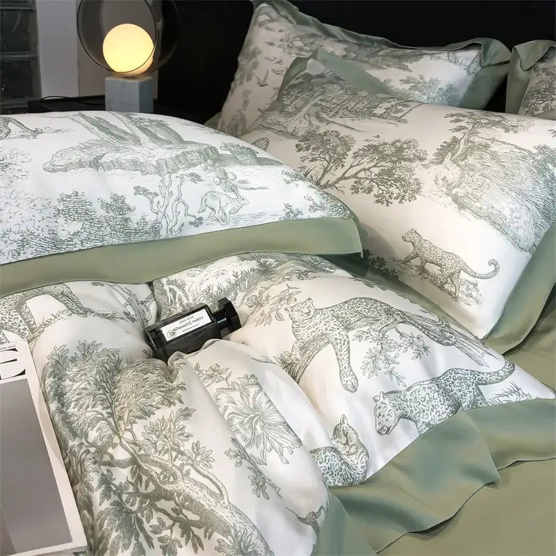 Toile blue & white eucalyptus fiber duvet cover bedroom set