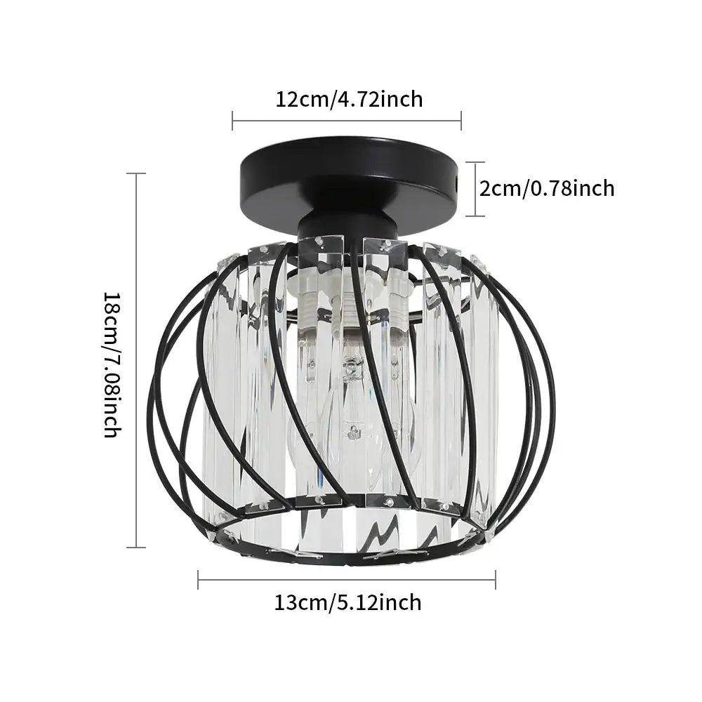 Farmhouse bronze metal cage ceiling light with crystals for bedroom