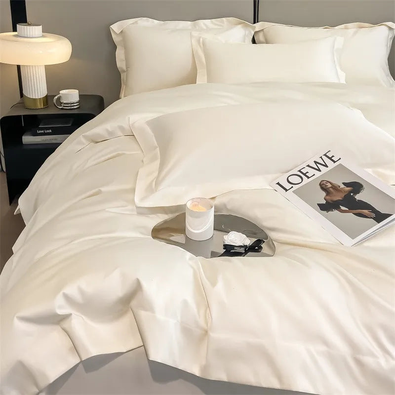 Silver gray satin 1000tc duvet cover set bedroom bedding