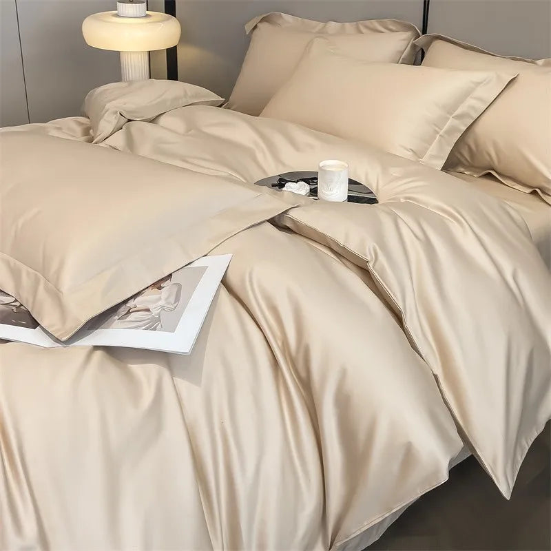 Silver gray satin 1000tc duvet cover set bedroom bedding