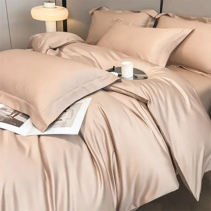Silver gray satin 1000tc duvet cover set bedroom bedding