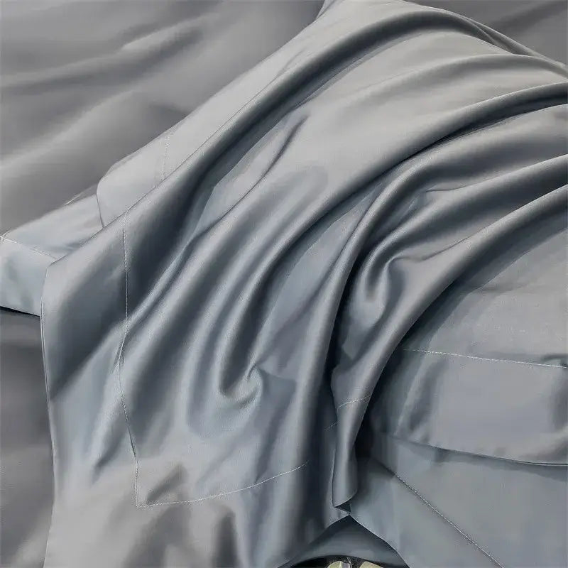 Silver gray satin 1000tc duvet cover set bedroom bedding