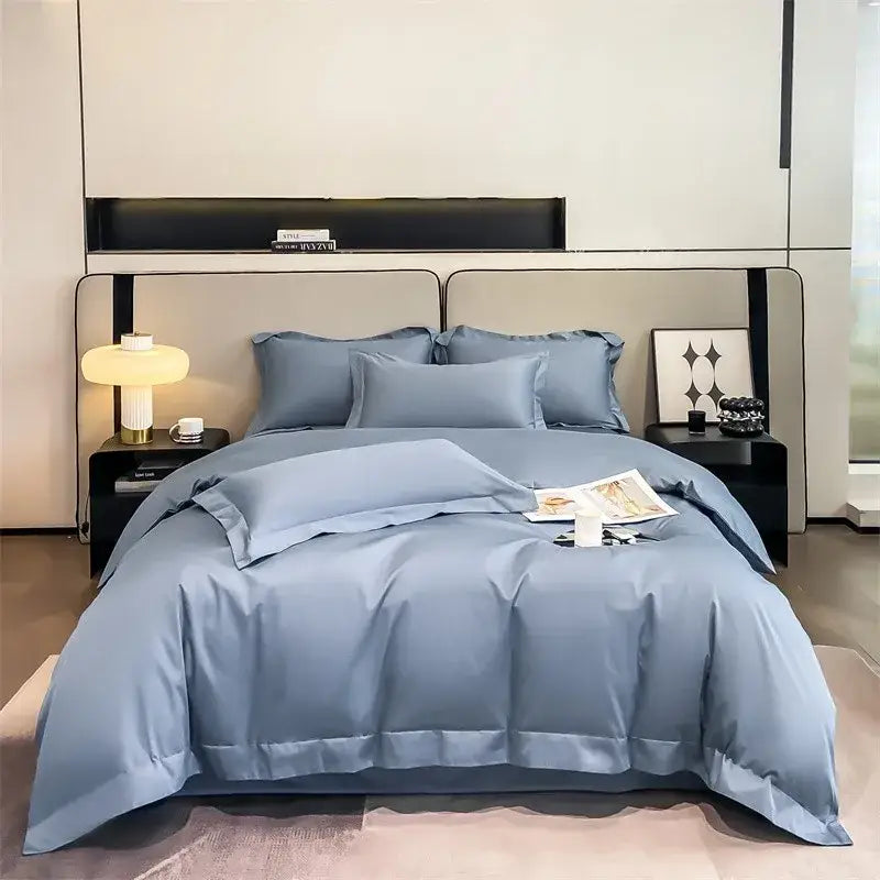 Silver gray satin 1000tc duvet cover set bedroom bedding