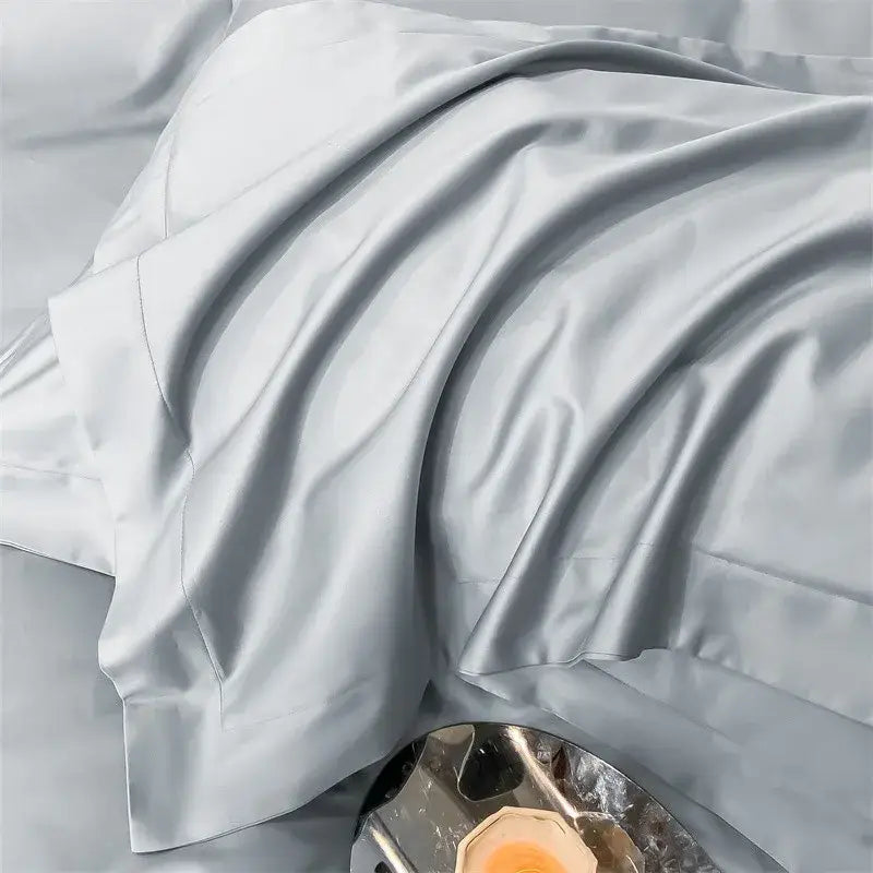 Silver gray satin 1000tc duvet cover set bedroom bedding