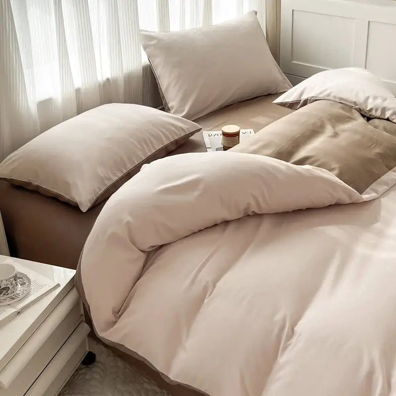 Navy and gray solid color brush fabric duvet cover set bedroom