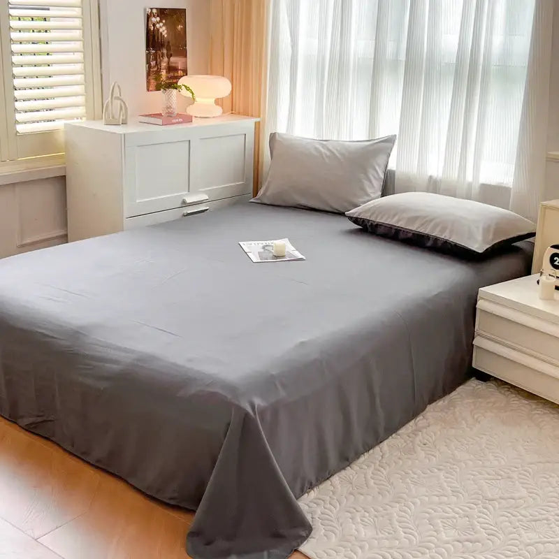 Navy and gray solid color brush fabric duvet cover set bedroom