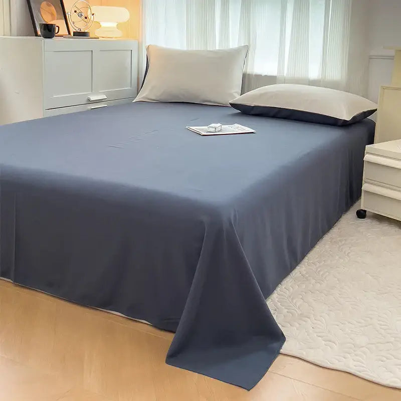 Navy and gray solid color brush fabric duvet cover set bedroom