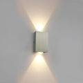 Modern brushed silver sphera wall sconces bedroom warm light beam